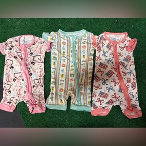 Baby Girl John John PJs - Sz 0-3 (x2) and 3-6 (x1) - Bamboo - Great Condition!